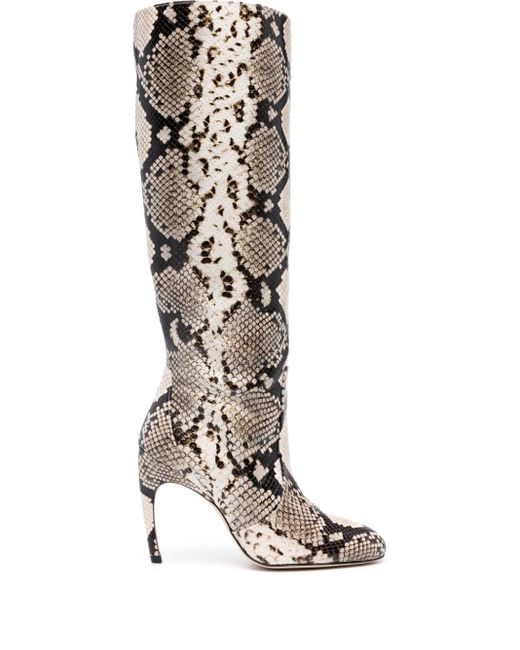 Stuart Weitzman Luxecurve 100mm Pythonprint Boots in White Lyst