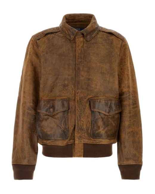 Polo Ralph Lauren Brown Leather Jacket for men