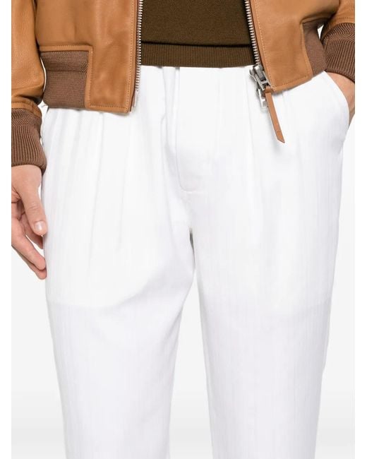 Tom Ford Plooibroek Met Visgraatpatroon in het White voor heren