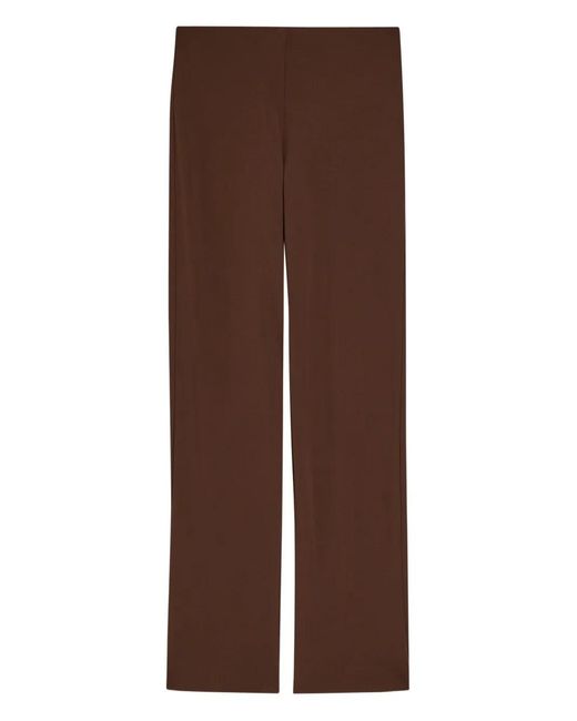 Reformation Brown Gale Straight-Leg Crepe Trousers