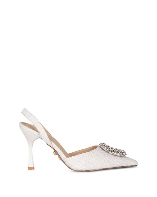 Twentyfourhaitch White Pointed-Toe Pumps