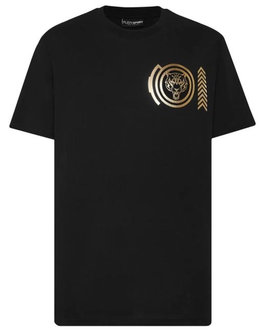 Philipp Plein Black Tiger-Print T-Shirt for men