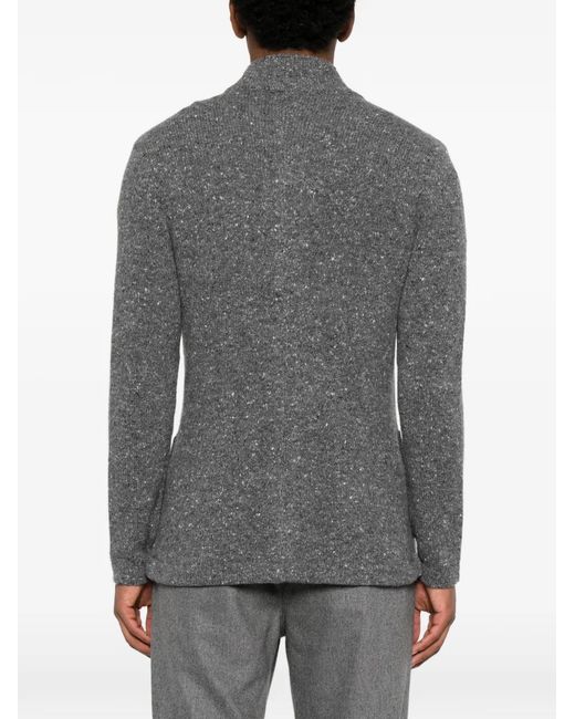 Eleventy Gray Flecked-Knit Button-Up Cardigan for men