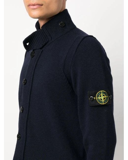 Stone Island Blue Logo-patch Cardigan for men