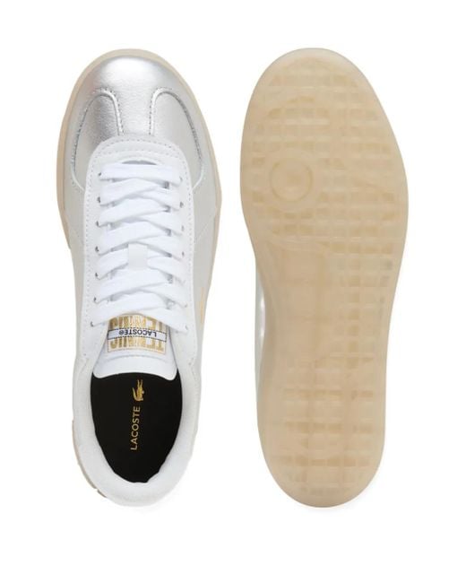 Lacoste メタリックレザー スニーカー White