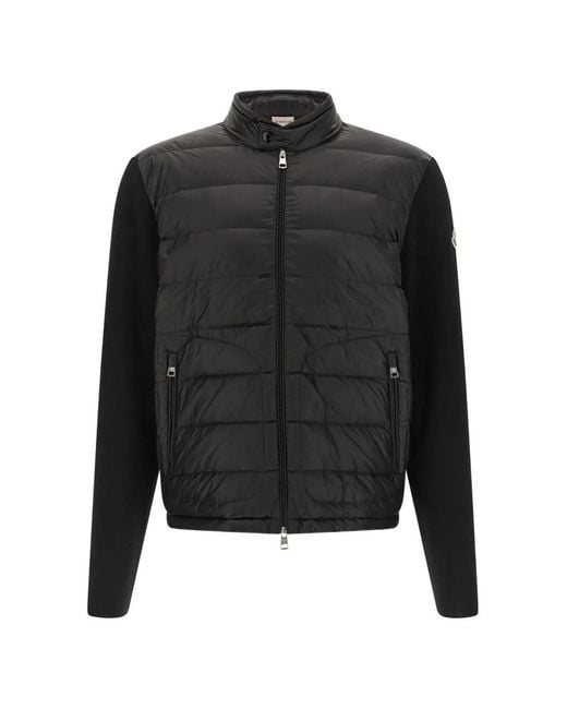Moncler Black Zip Panelled Cardigan for men