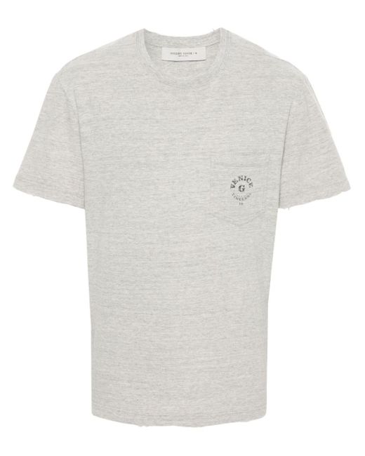 T-shirt chiné à effet usé Golden Goose Deluxe Brand pour homme en coloris White