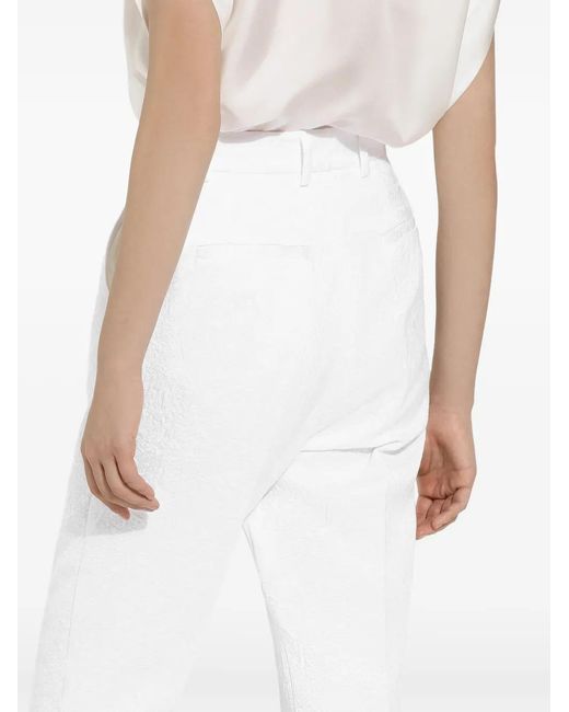 Dolce & Gabbana White Brocade Trousers