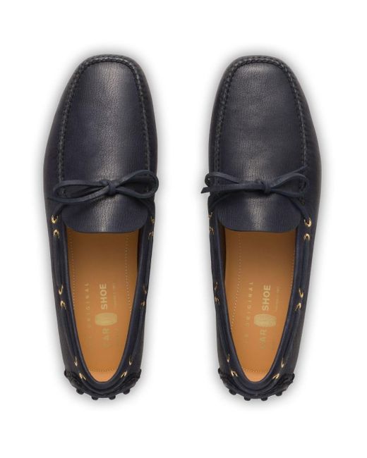 Car Shoe Blue Lace-up Leather Boat Shoes for men