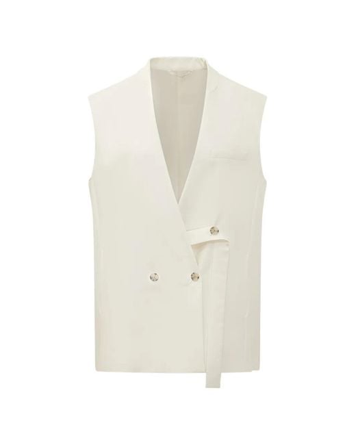 Boss White Double-Breasted Sleeveless Waistcoat