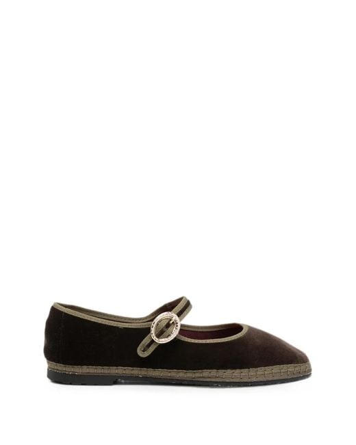 Flabelus White Ulla Velvet Ballet Flats
