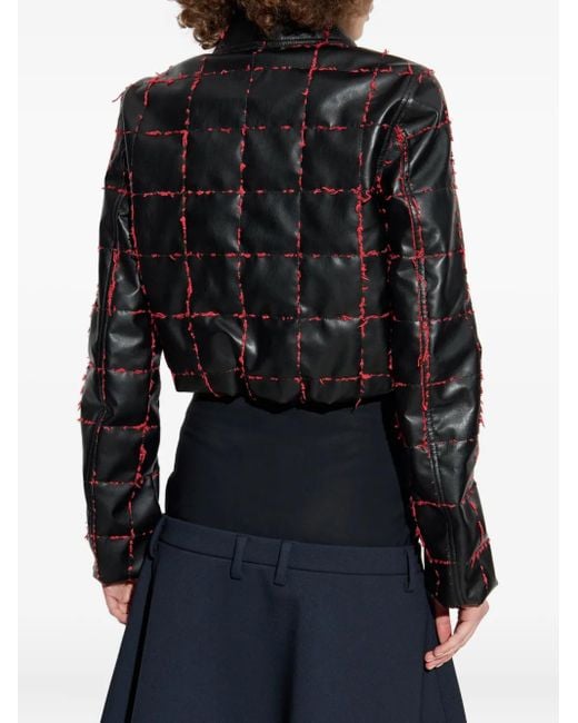DIESEL Black Quilted Grid-Stitched Cropped Jacket