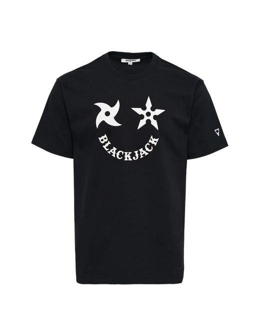 Black Jack Jewelry Black Shuriken Print-Detail T-Shirt