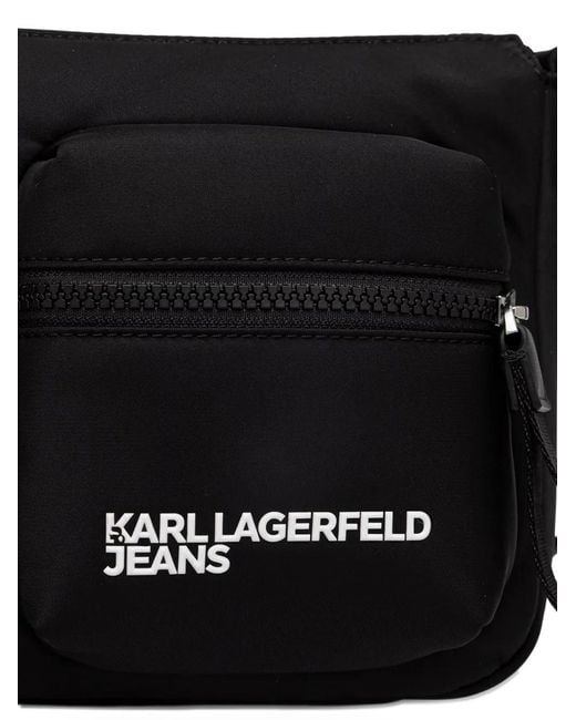 Karl Lagerfeld Black Logo-Print Cross Body Bag