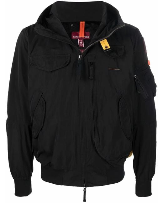 Parajumpers Black Logo-Patch Hooded Jacket for men