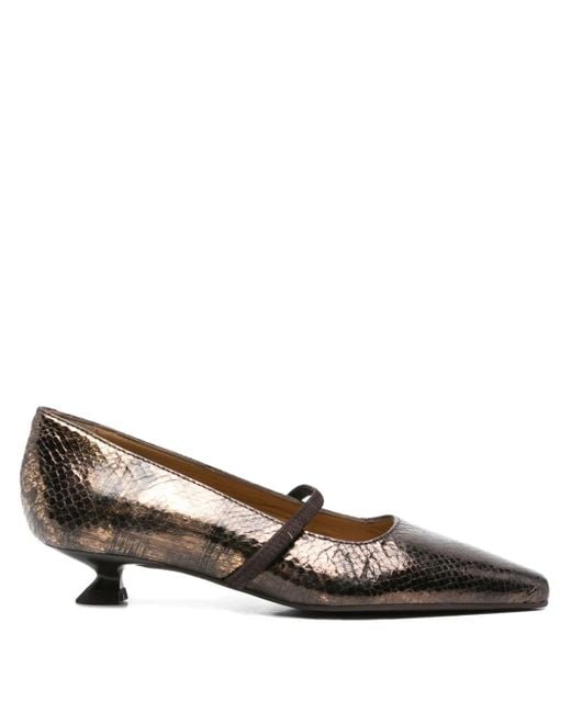Pedro Miralles Brown 30Mm Metallic-Leather Pumps