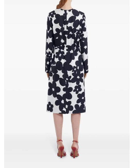 Marni Midi-Jurk Met Bloemenprint in het Black