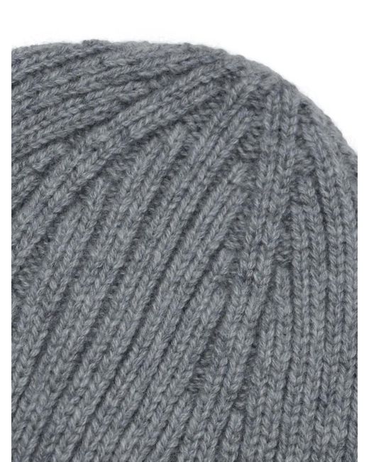 Thom Browne Gray Cashmere 4-Bar Cuff Beanie for men