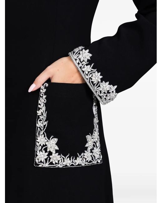Dina Melwani Black Long-Sleeves Maxi Dress