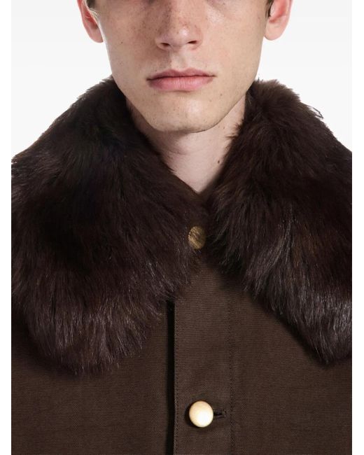 Prada Brown Shearling-Collar Jacket for men