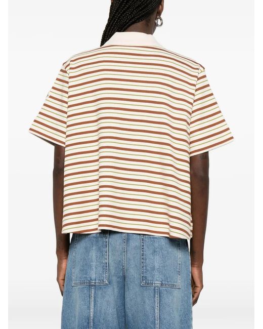 Moncler White Cotton Stripe Polo Shirt