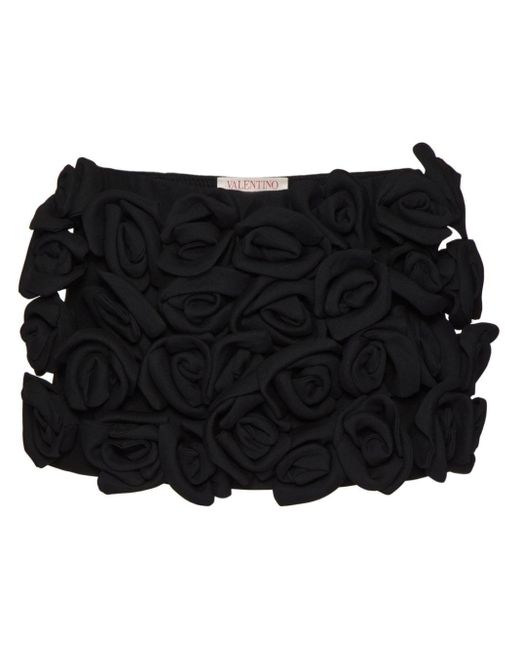 Valentino Garavani Black Floral Appliqué Shorts