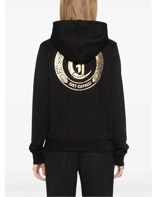 Just Cavalli Black Logo-Print Hoodie