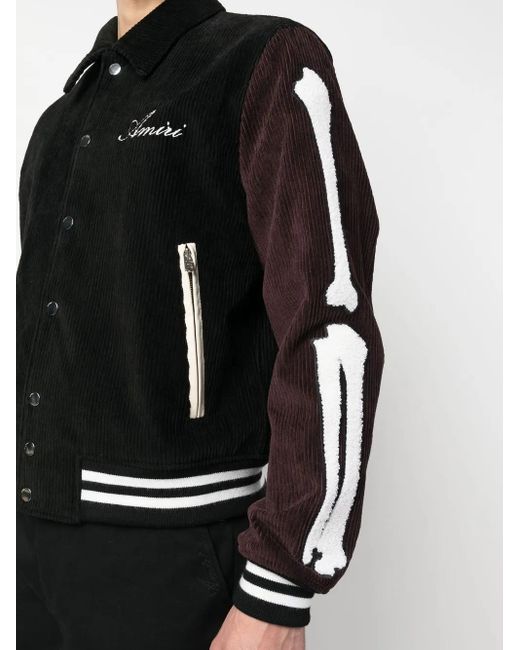 Amiri Black Giacca In Corduroy Patch Bones for men