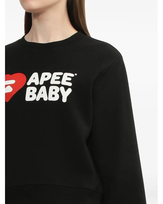 A Bathing Ape Black Cropped Logo Sweatshirt