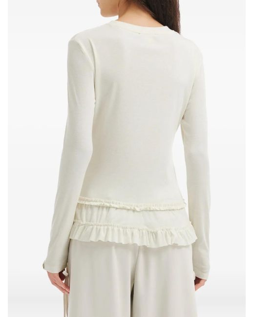 Mini Cream White Ruffled T-Shirt