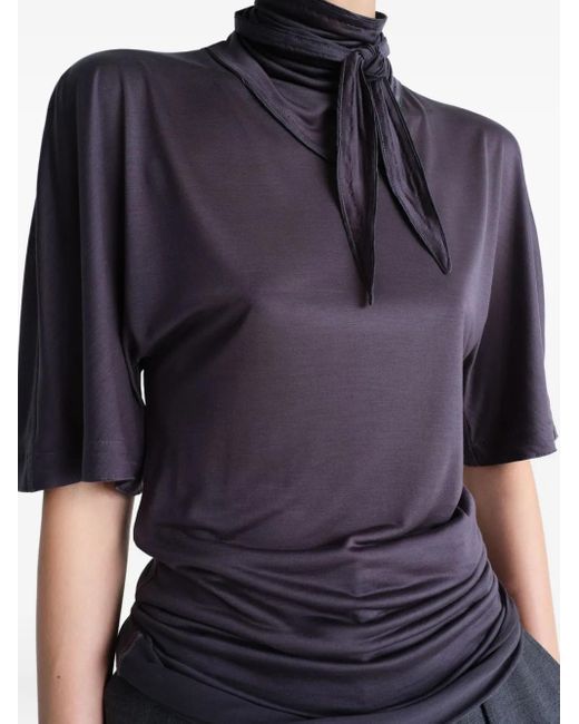 Lemaire Blue Schwarzes Foulard Top Damen Hemd