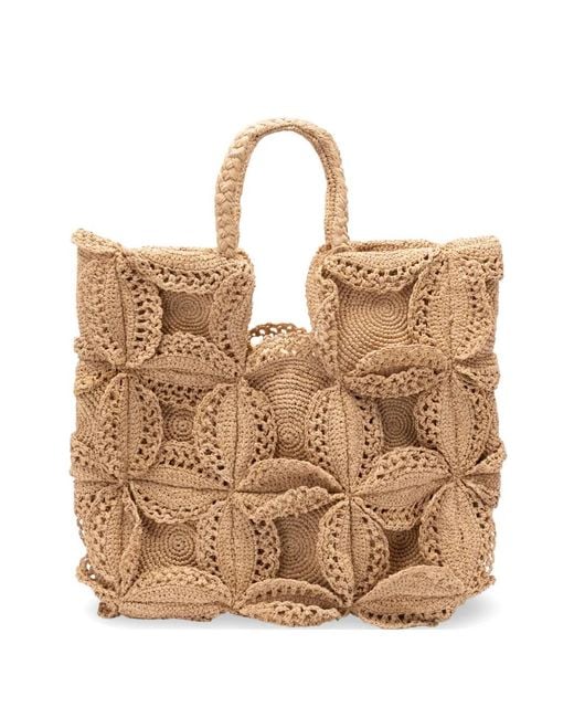 Jamin Puech Paris Natural Marquise Crochet-Knit Tote Bag