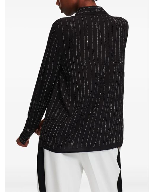 Karl Lagerfeld Black Pinstriped Rhinestone-Embellished Shirt