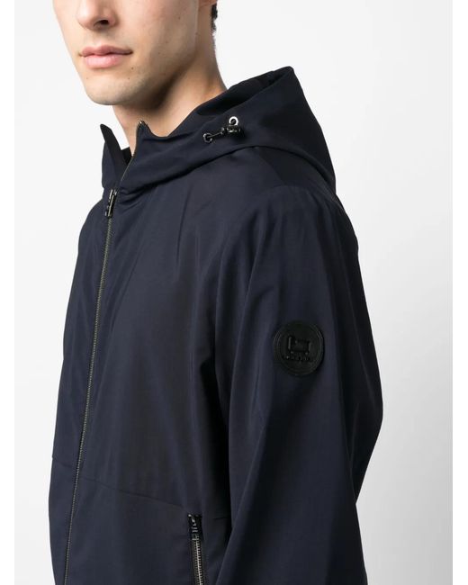 Woolrich Blue Zip-Up Wool Windbreaker for men