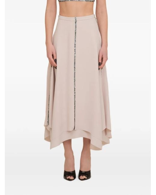 Contessa Mills Pink Coraline Sequin-Embellished Handkerchief-Hem Maxi Skirt