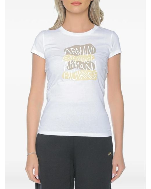 ARMANI EXCHANGE White Logo-Print T-Shirt