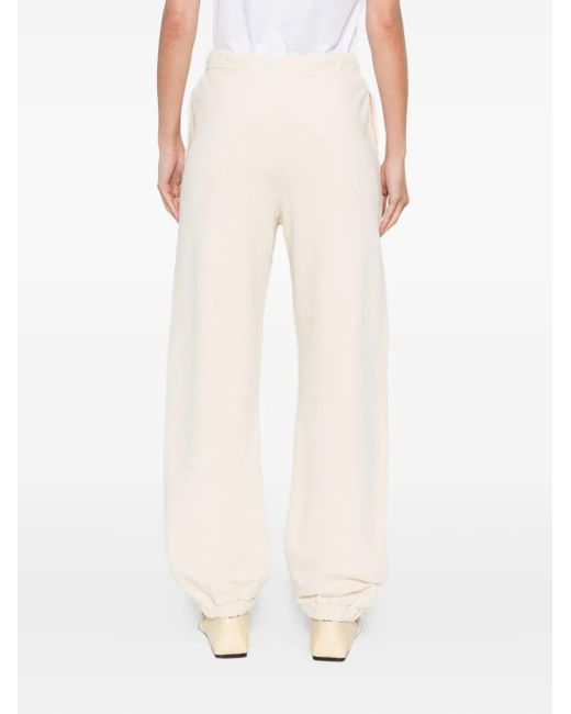 Pinko White Elastic-Ankles Cotton Trousers