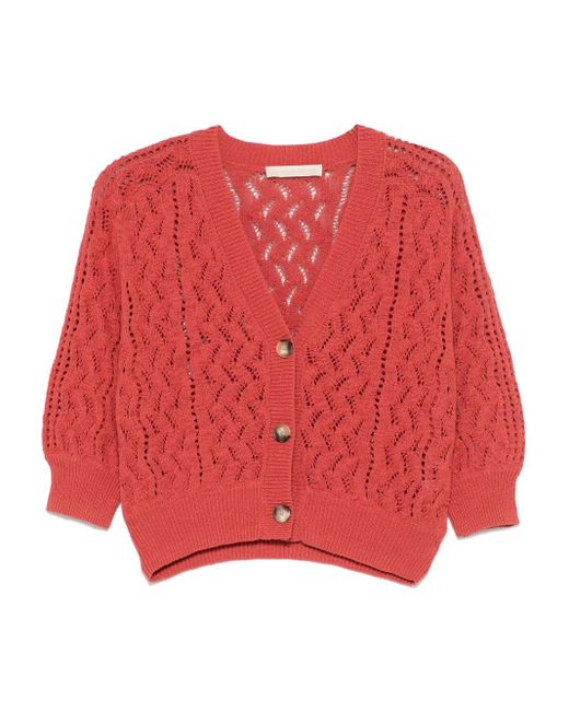 Vanessa Bruno Red Open-Knit Cardigan