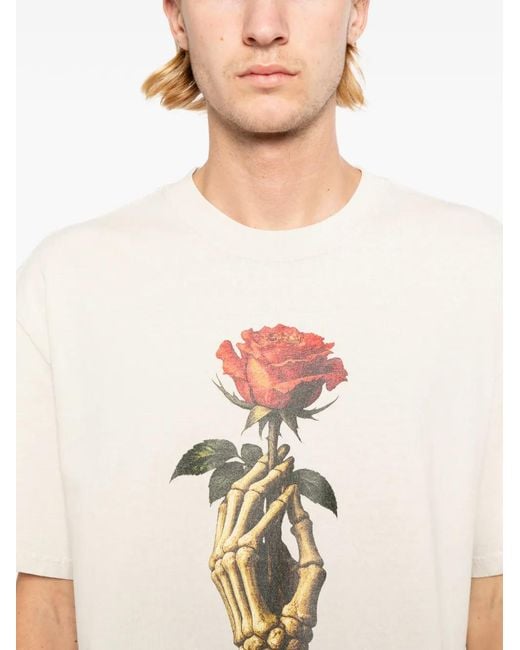 Melt White Rose-Print T-Shirt for men