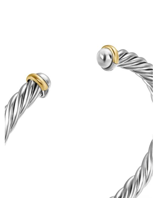 David Yurman White 14Kt And Sterling Cable Cuff Bracelet (6Mm) for men