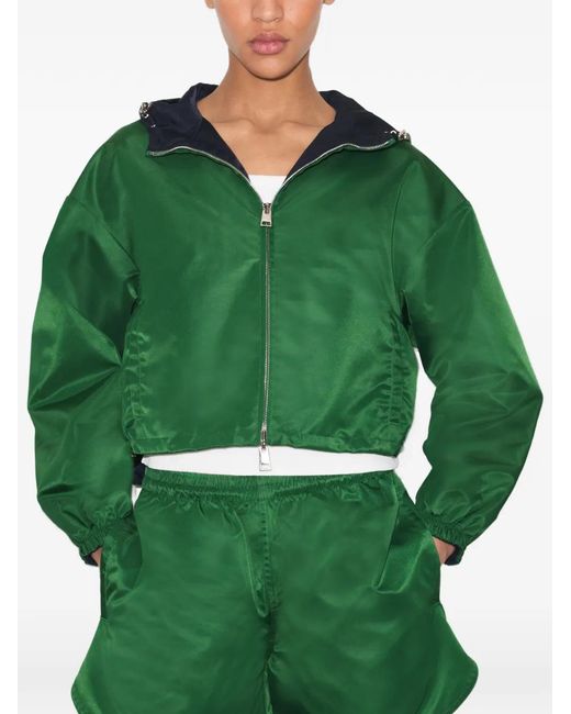 Tory Burch Green Reversible Cropped Nylon Jacket