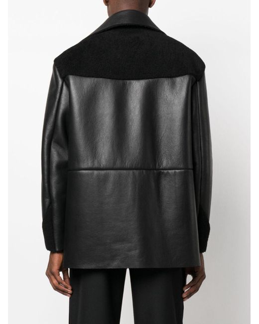 NAMACHEKO Black Panelled Leather Jacket for men