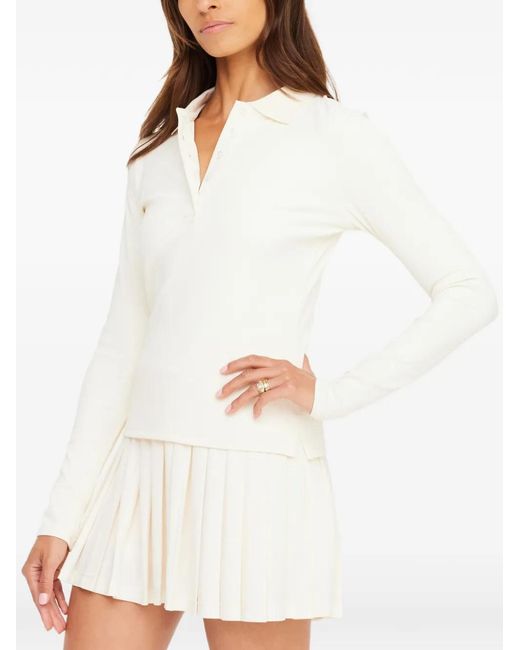 The Upside White Cruz Ribbed-Knit Polo Shirt