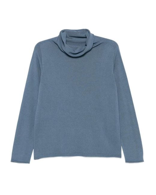 Le Tricot Perugia Blue Turtleneck Sweater