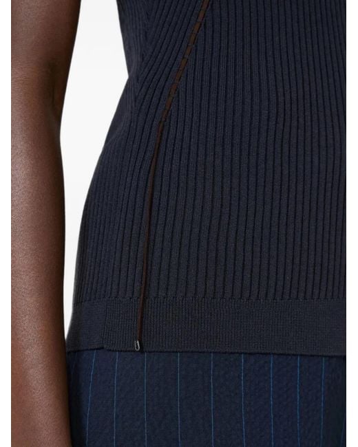 Max Mara Blue Cotton And Viscose Yarn Gilet