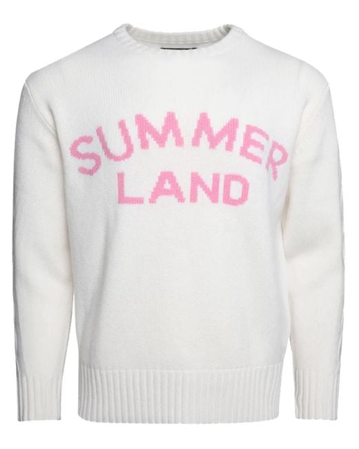 NAHMIAS White Intarsia-Knit Crew-Neck Jumper for men