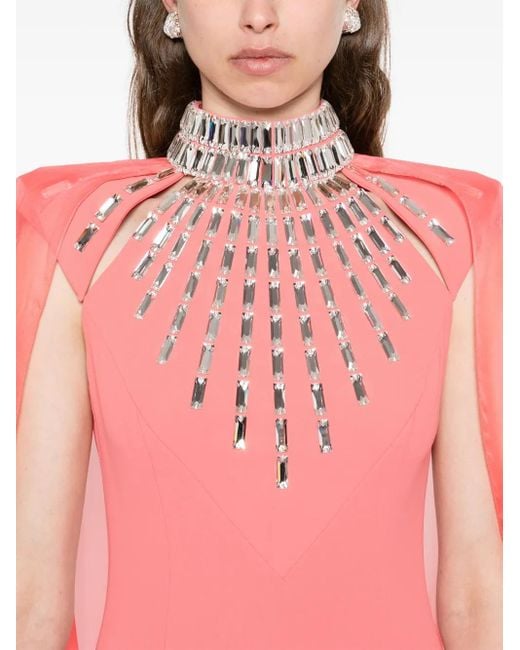 Jean Louis Sabaji Pink Embellished Cape Dress