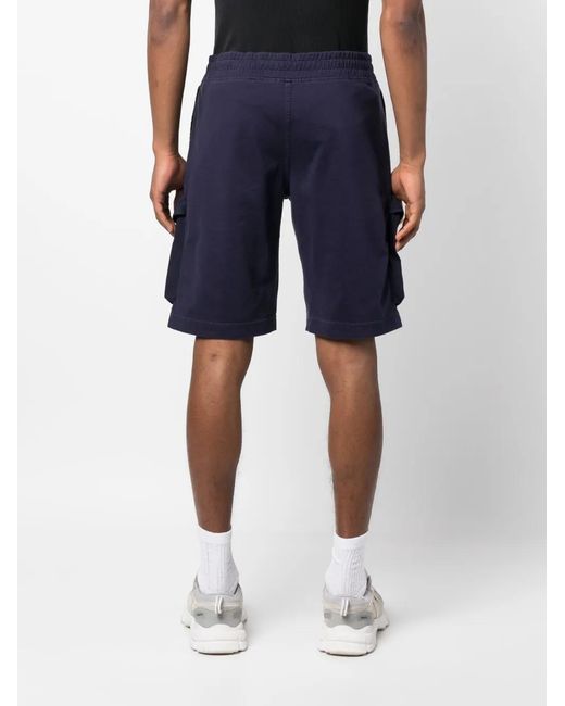 C P Company Blue Lens-Detail Cotton Cargo Shorts for men