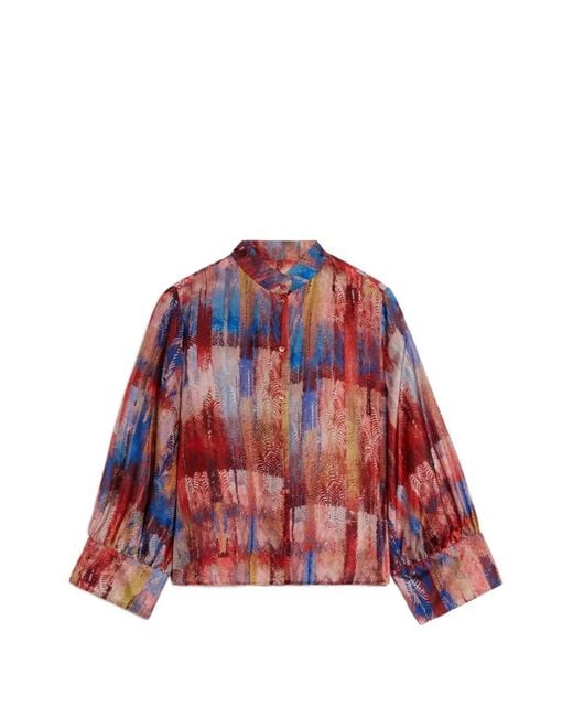 Momoní Red Franklyn Printed Silk Shirt