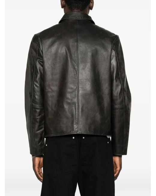 DIESEL Black Oval D Leather Jacket for men